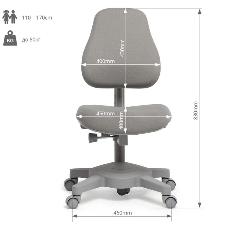 Комплект FunDesk парта Sentire Grey с креслом Solidago Grey