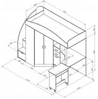 Кровать-чердак Формула мебели Теремок 1 Гранд (зеленый текстиль)