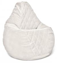 Кресло мешок груша в белом велюре со стёжкой Maserrati - 01 XXXL