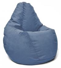 Кресло мешок груша в велюре Maserrati - 21 тёмно-синий L