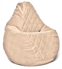 Кресло мешок груша в велюре со стёжкой Maserrati - 04 цвета песок XXXL