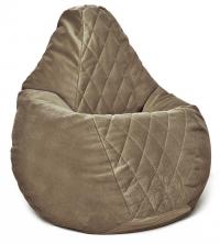 Кресло мешок груша в велюре со стёжкой Maserrati - 08 латте L