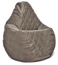 Кресло мешок груша в велюре со стёжкой Maserrati - 10 дымчатый XXXL