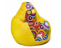 Кресло мешок груша в жёлтом оксфорде с принтом XXXL