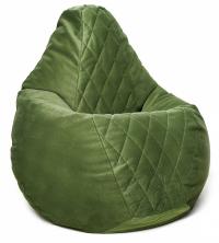 Кресло-мешок груша в велюре со стёжкой Maserrati - 13 зелёная XXXL