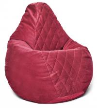 Кресло-мешок груша в велюре со стёжкой Maserrati - 14 бордовая XXXL