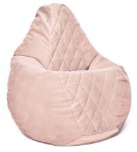 Кресло-мешок груша в велюре со стёжкой Maserrati - 16 пастель роз XXXL