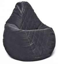 Кресло-мешок груша в велюре со стёжкой Maserrati - 20 чёрный L