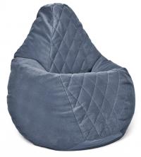 Кресло-мешок груша в велюре со стёжкой Maserrati - 21 тёмно-синий L