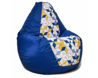 Кресло-мешок груша в синем оксфорде с принтом XXXL